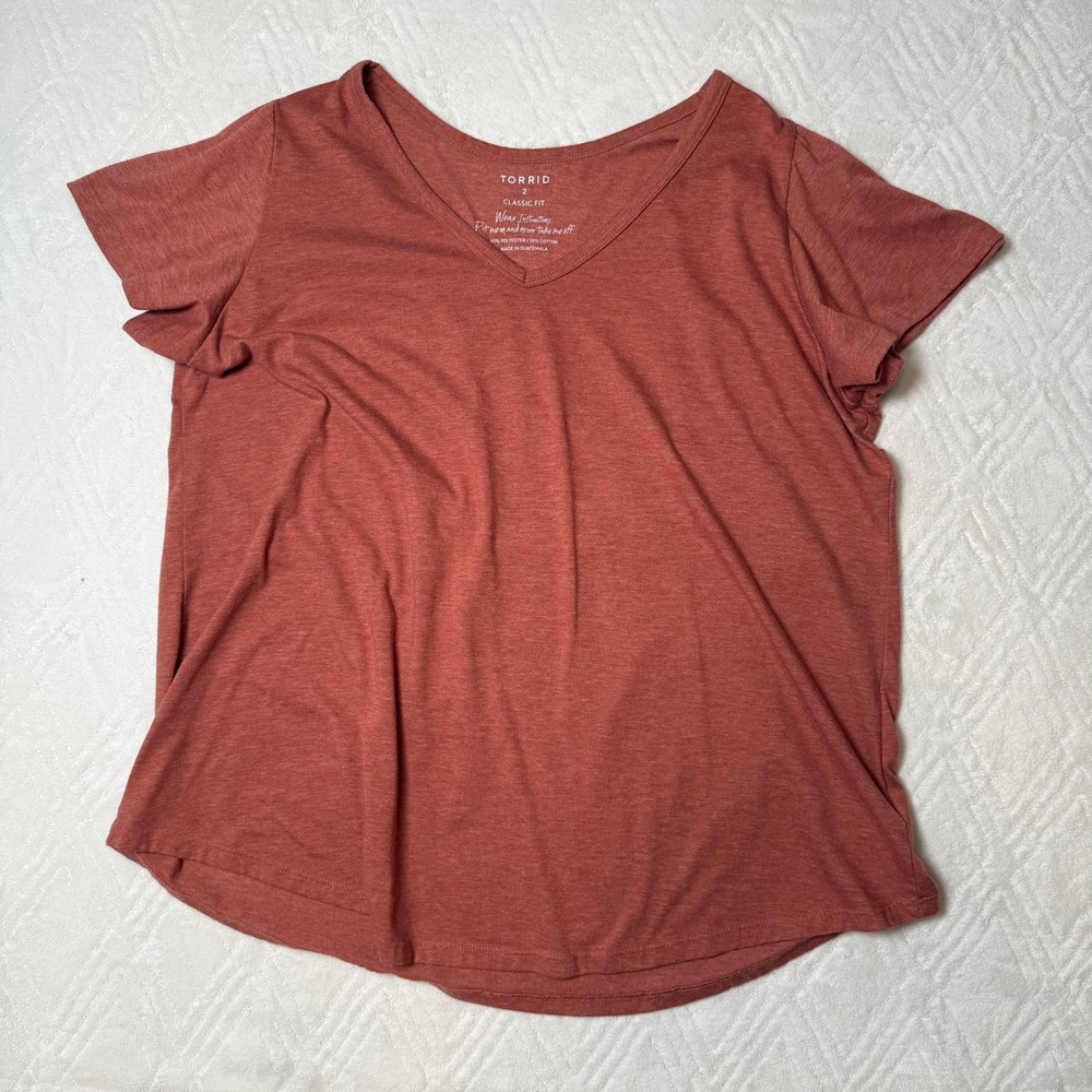 Feminine Casual Torrid Size 2 Rust Flutter Sleeve V Neck Tee Plus 18 20